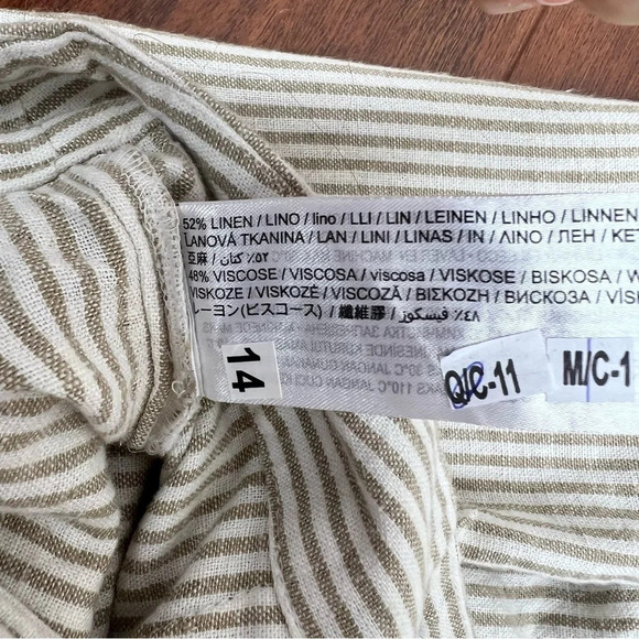 Mango Striped Linen Wide Leg Pants Cream Tan Size 2 - Picture 5 of 5